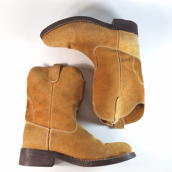 Honchos Vintage Tan Suede Leather Boots Men's Size 8.5 Soft Boots Oil Resistant - Picture 4 of 13